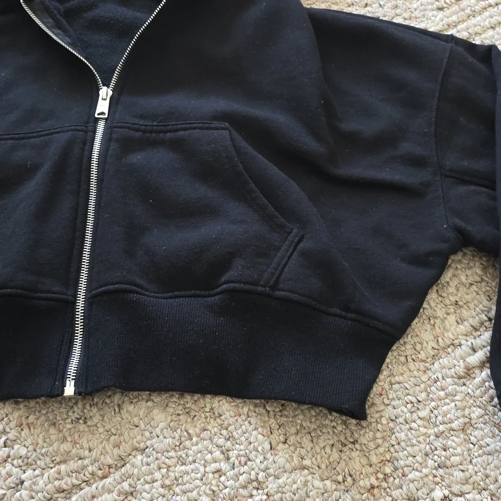 Garage Black Cropped Zip Hoodie Size Large - Picture 4 of 9